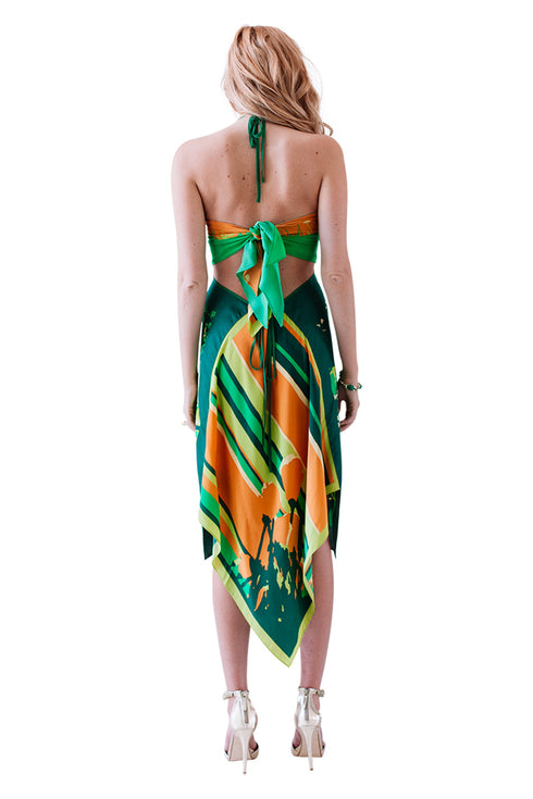 Carmen "Green Dream" Silk Scarf Dress